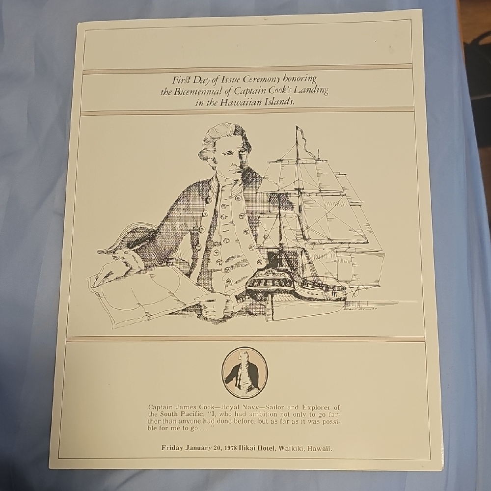 Vintage Nautical Art Print - Captain Cook Illustration in Cream
